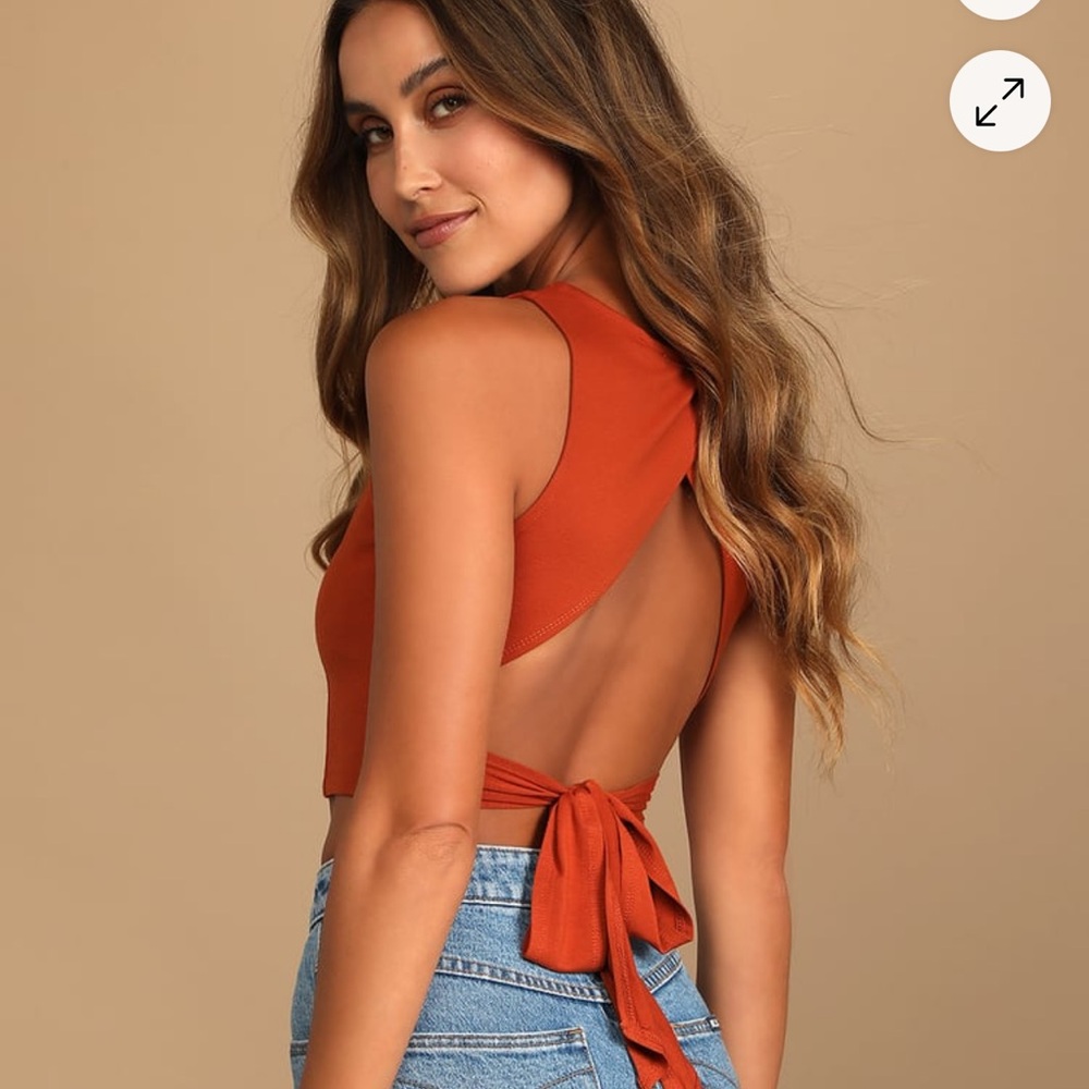 Lulu's Rust Orange Tie-Back Tank Top
